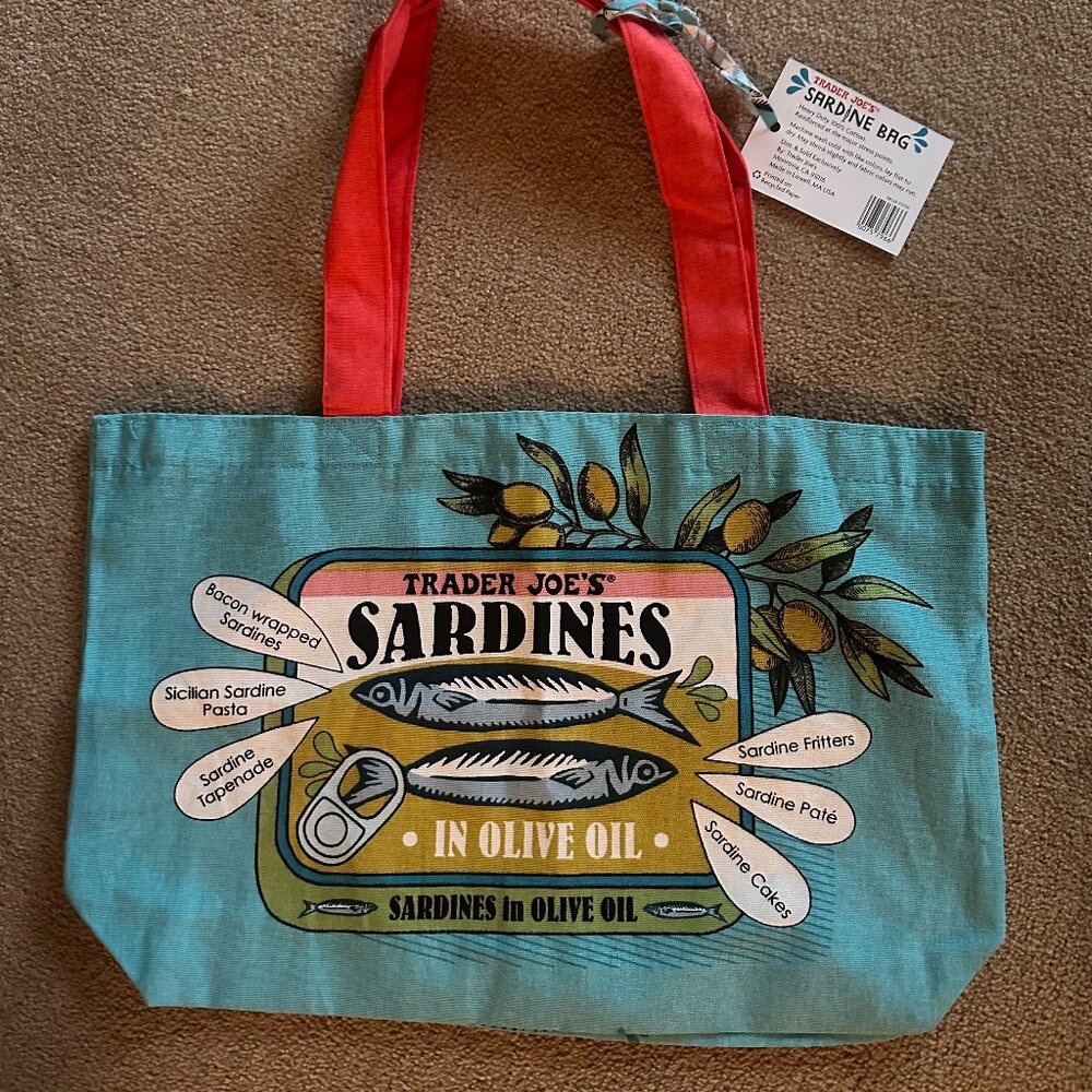 Trader Joe's Reusable Shopping Bag NWT - Sardines - Limited Edition!